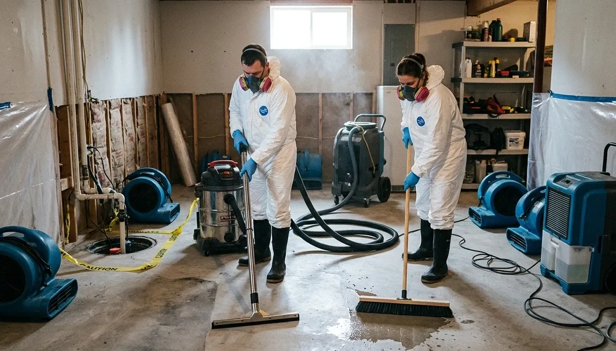 Basement flood cleanup in Canton, MI for water damage restoration and emergency water removal