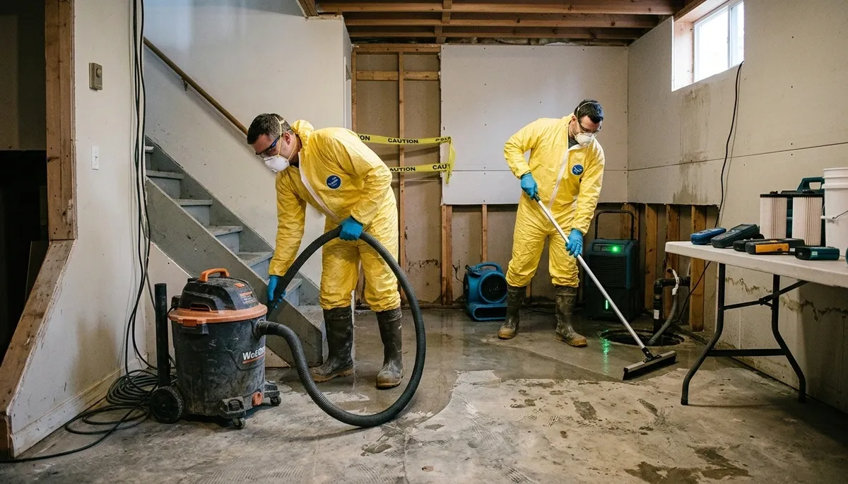 Basement flood cleanup in Canton, MI for homeowners after heavy rain or snowmelt water damage