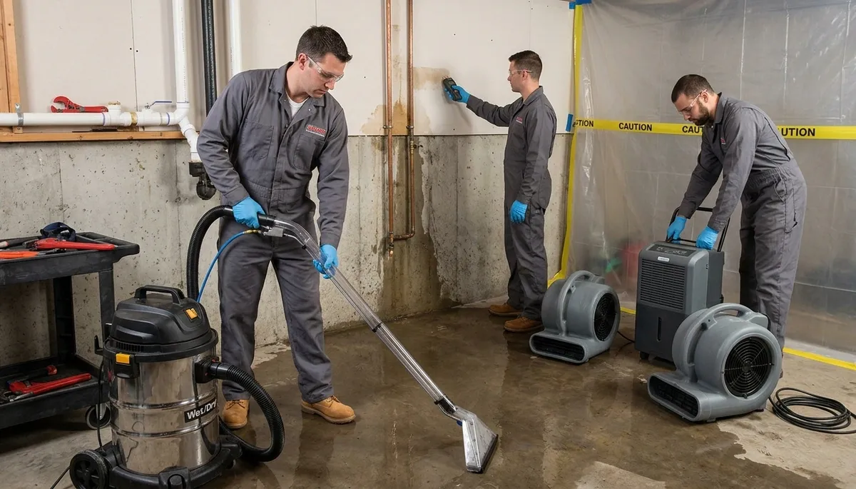 Canton, MI water damage team drying a home after burst pipe cleanup and water removal