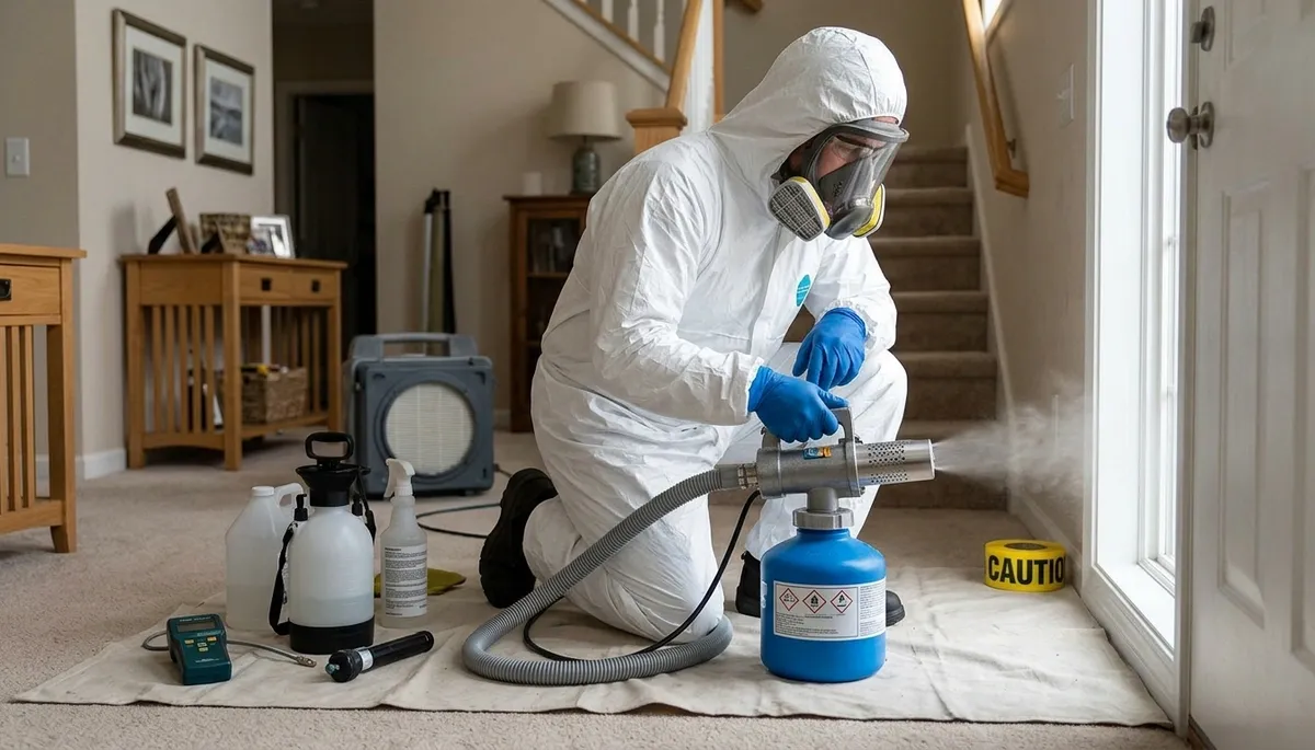 Canton, MI water damage odor removal service treating musty smells in a home interior