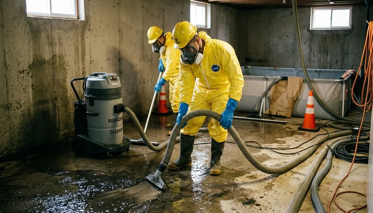 Sewage cleanup crew restoring Canton, MI home after sewer backup and water damage