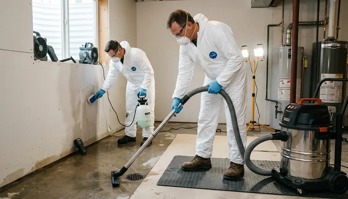 Sewer backup cleanup crew in Canton, MI restoring a flooded home after wastewater damage
