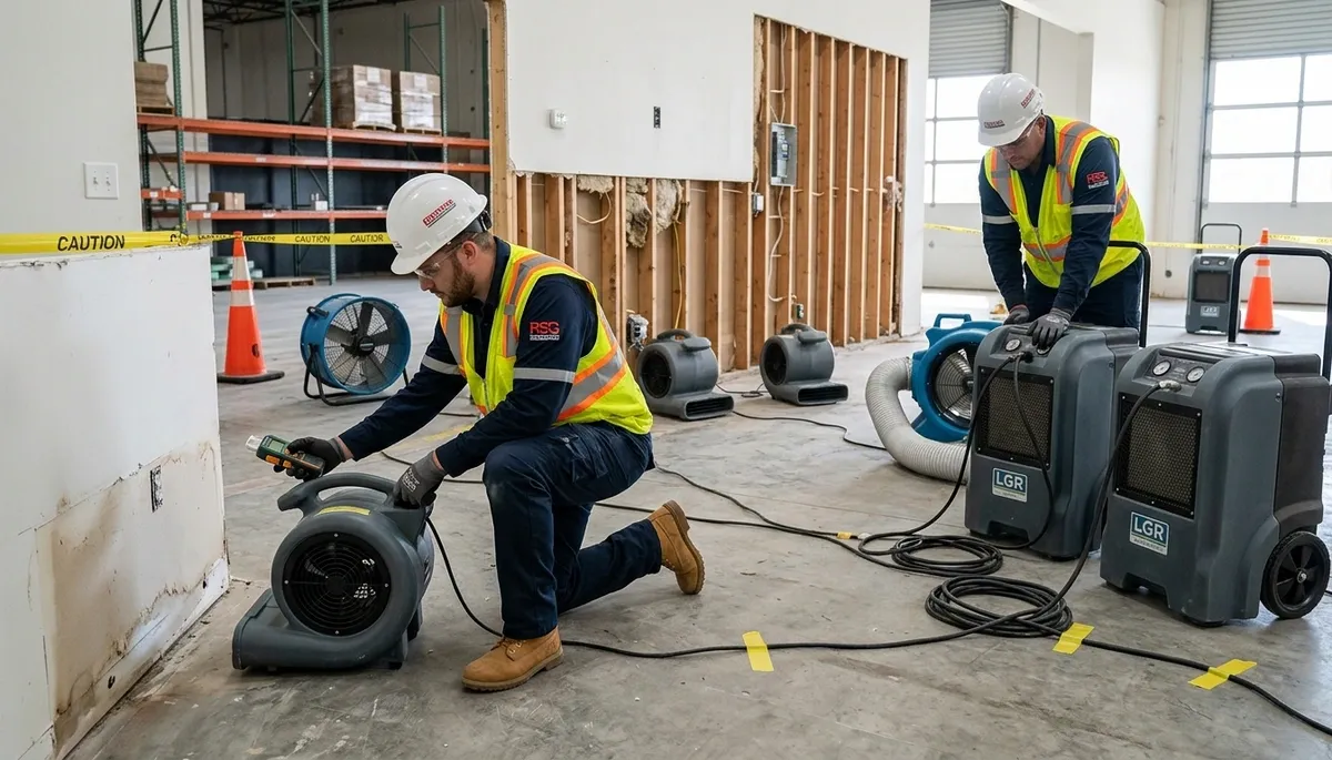 Structural drying equipment in Canton, MI home after water damage cleanup