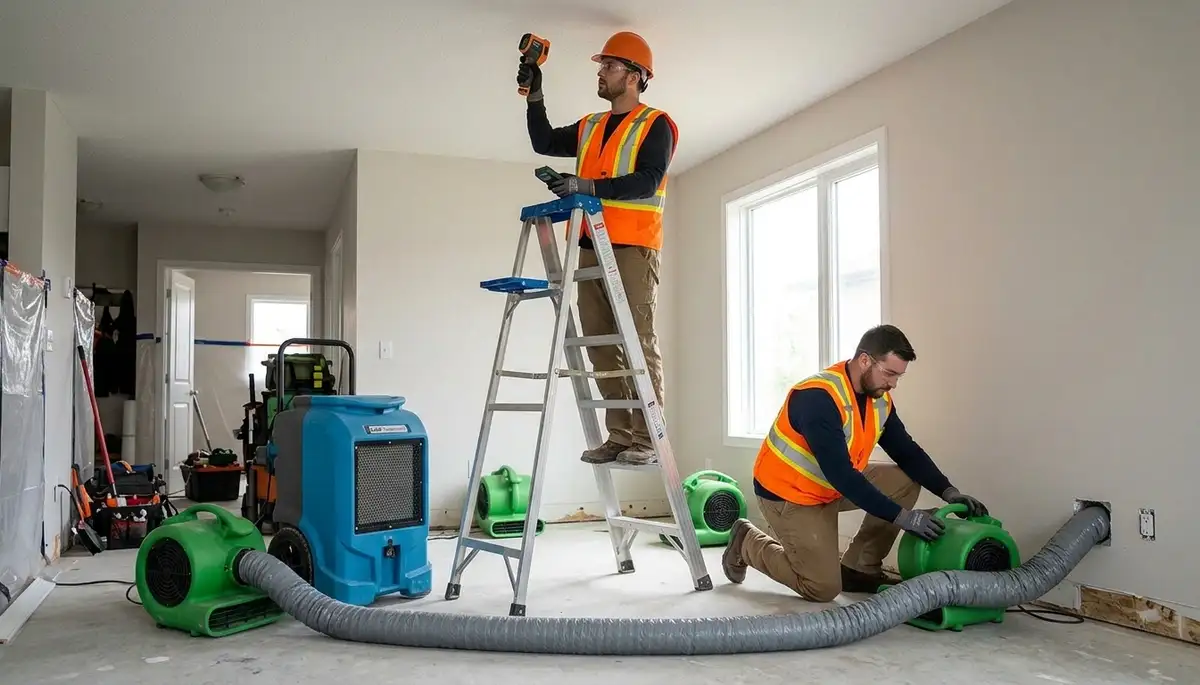 Structural drying equipment for water damage restoration in Canton, MI home